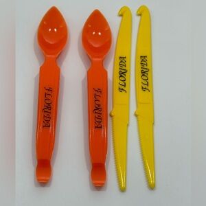 Vintage Florida Orange and Yellow citrus Utensil Set souvenirs